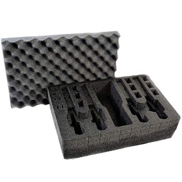 MY CASE BUILDER Pistol Case 1 Pistol & Magazine Storage Foam Insert for Pelican P-1500 Case -2 Piece Set Pre-Cut Military Grade Polyethylene Foam Base Insert and Lid Liner (Case Not Included)