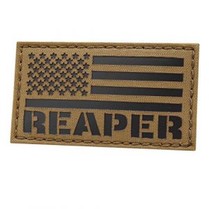 Tactical Freaky Airsoft Morale Patch 1 IR Coyote America Reaper Flag 2x3.5 Morale USA Tactical Fastener Patch