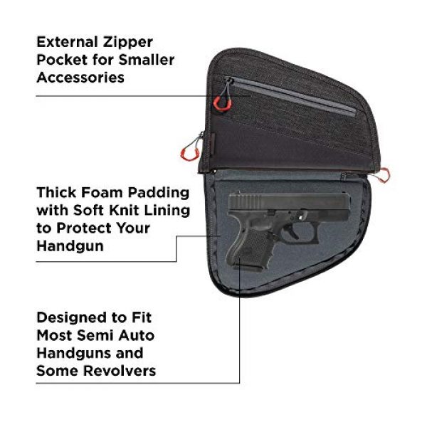 Allen Company Pistol Case 3 Allen Company 9 inch Auto-Fit 2.0 Handgun Case, Gray/Red