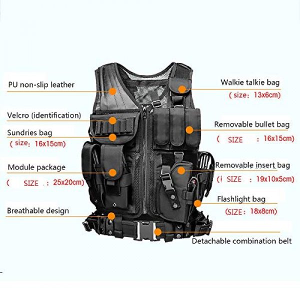WEQ Airsoft Tactical Vest 2 WEQ Tactical Vest Modular Charge Vest Police Vest Law Enforcement Vest Adjustable Breathable Combat Training Vest