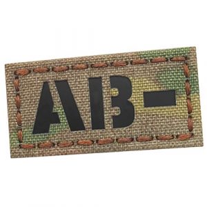 Tactical Freaky Airsoft Morale Patch 1 IR Multicam ABNEG AB- Blood Type 1x2 First Aid Kit IFAK OCP Tactical Morale Hook-and-Loop Patch