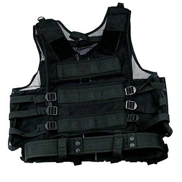 Taigear Airsoft Tactical Vest 2 Black Tactical Vest Rt Handed Holster SWAT Paintball Airsoft