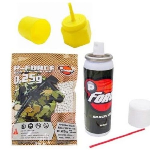 P-Force Airsoft BB 1 PForce Airsoft Gas Gun Starter Kit - Propane Adaptor, Silicone Oil, 4,000 Premium BB's