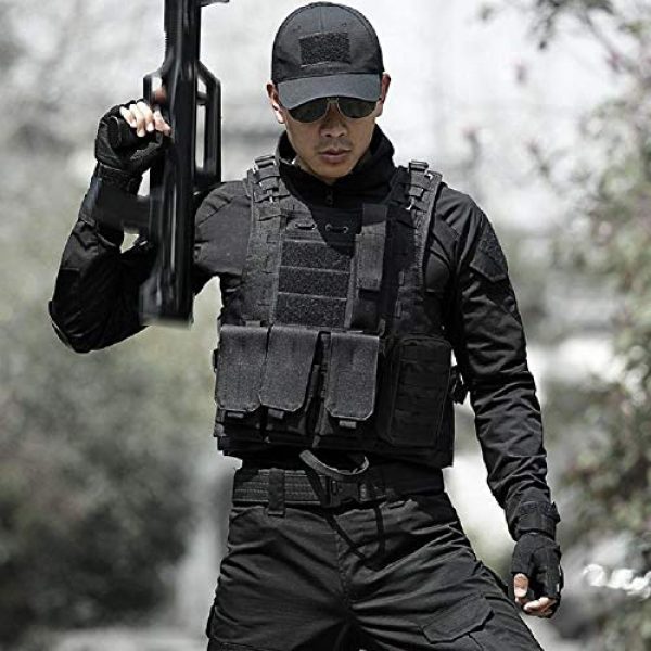 HYCOPROT Airsoft Tactical Vest 6 HYCOPROT Tactical Vest, 1000D Oxford Adjustable Military Airsoft Vest with Multipurpose Pouches for Paintball, Combat, Training, Outdoor, Shooting, Hunting