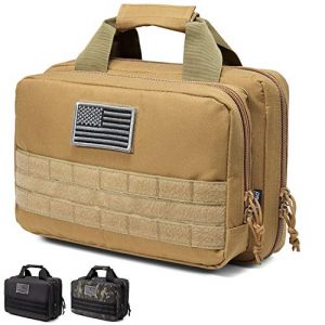 DBTAC Pistol Case 1 DBTAC Gun Range Bag XS | Tactical 1~2 Pistol Bag Firearm Shooting Case with Lockable Zipper for Handguns and Ammo | US Flag Patch + Universal Holster Included