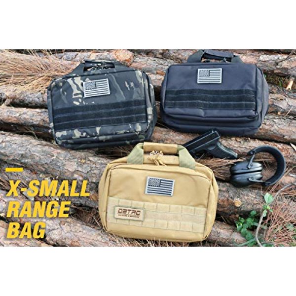 DBTAC Pistol Case 7 DBTAC Gun Range Bag XS | Tactical 1~2 Pistol Bag Firearm Shooting Case with Lockable Zipper for Handguns and Ammo | US Flag Patch + Universal Holster Included