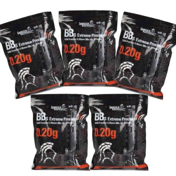 Lancer Tactical Airsoft BB 1 Lancer Tactical 5000 Extreme Precision SEAMLESS AIRSOFT BBs .2g 6mm Pistol Gun Sniper Rifle AMMO