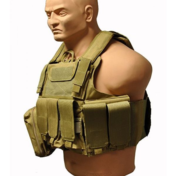 KTW Products Airsoft Tactical Vest 2 KTW Law Enforcement Military Airsoft Tactical Molle Vest M-XL w/Multiple Pouches (TAN)