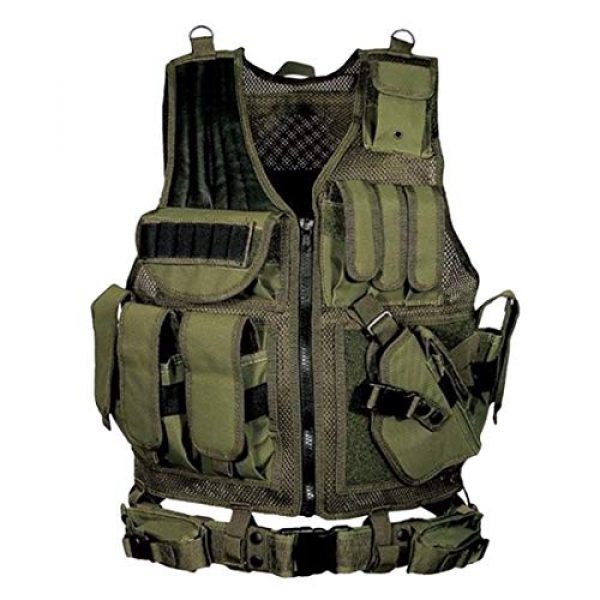 WOLFBUSH Airsoft Tactical Vest 1 WOLFBUSH Tactical Molle Vest, Tactics Military Airsoft Paintball Vest Adjustable Assault Vest Waistcoat for Airsoft Wargame Hunting - Green