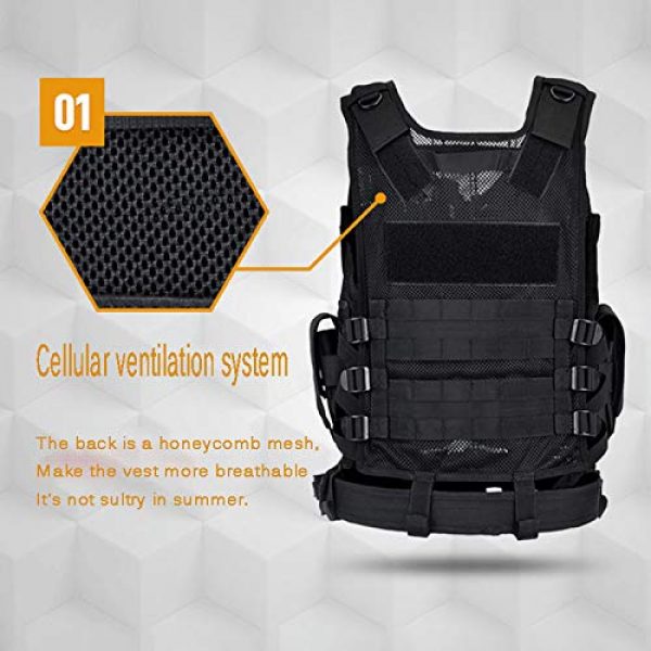 A0ZBZ Airsoft Tactical Vest 3 A0ZBZ Tactical Vest, Multi-Pocket Sports Vest, Polyester Adjustable Lightweight Combat-Vest for Games or Training, Outdoor Hunting Hiking Equipment