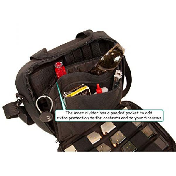 First Choice Gear Pistol Case 5 Pistol Case Range Bag for Handguns by FirstChoice - 2 to 4 Gun Padded Tactical Handgun Shooting Soft Case, Lockable Zippers w/Padlock, 3 Mini-Holsters, 8 Mag Slots, 4 Pockets, w/Range Mat