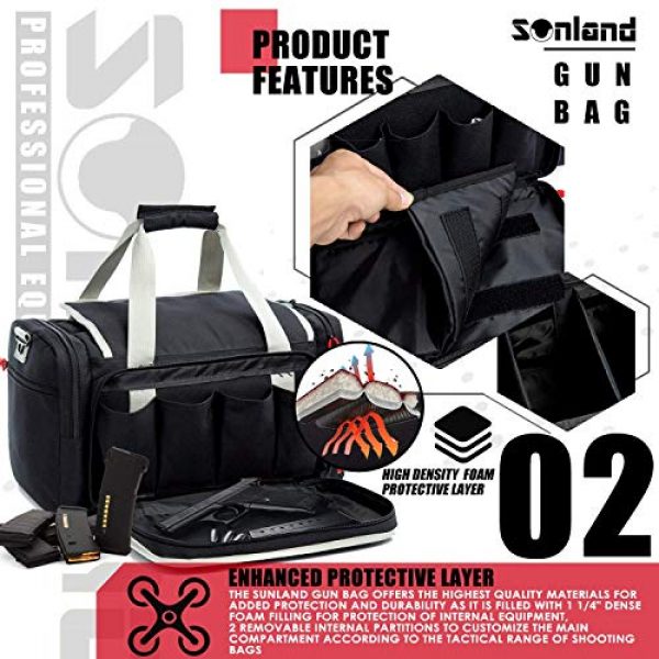 AUMTISC Pistol Case 3 AUMTISC Pistol Range Bag Tactical Shooting Gun Range Bag with Penty of Room for Handguns Lightweight Durable