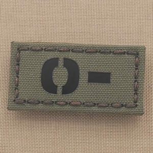 Tactical Freaky Airsoft Morale Patch 1 IR Ranger Green ONEG O- Blood Type 1x2 First Aid Kit IFAK Tactical Morale Fastener Patch