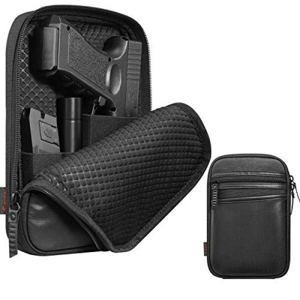 FINPAC Pistol Case 1 FINPAC Concealed Carry Gun Pouch, Pistol Holster Fanny Pack Waist Pocket for Handgun with Belt Loops, Black