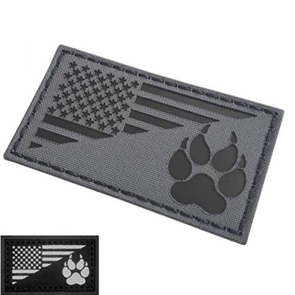 Tactical Freaky Airsoft Morale Patch 1 IR Dog Handler Paw Wolf Gray USA Flag Infrared Tactical Morale Fastener Patch
