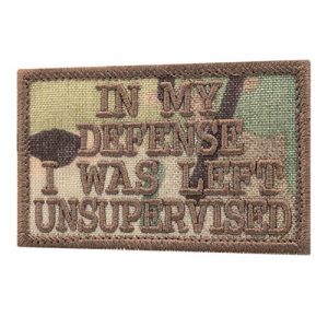 LEGEEON Airsoft Morale Patch 1 LEGEEON Multicam in My Defense was Left Unsupervised 2x3.25 Tactical Morale Touch Fastener Cap Patch