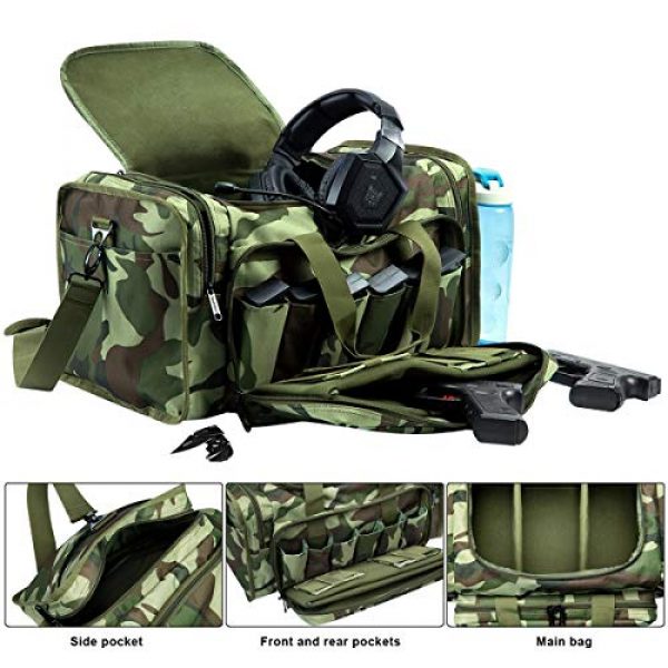 YumyKit Pistol Case 2 YumyKit Tactical Gun Range Bag Shooting Duffle Bags for Handguns Pistols with Lockable Zipper and Heavy Duty Antiskid Feet Travel Sport Duffle Bags