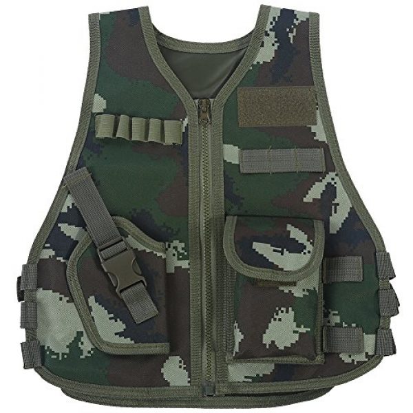 Fishlor Airsoft Tactical Vest 1 Fishlor Adjustable Camouflage Vest, Children Camouflage V-Neckline Vest with Multi Pocket for Outdoor Hunting Game(Jungle Camouflage S)