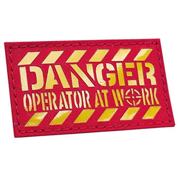 Tactical Freaky Airsoft Morale Patch 1 Reflective Danger Operator at Work 2x3.5 Crosshair Red and Yellow American Army Morale Tactical Patch