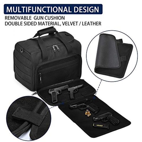 Partage Pistol Case 2 Partage Gun Range Bag Deluxe Pistol Shooting Range Duffle Bags with Velvet Cushion -Black