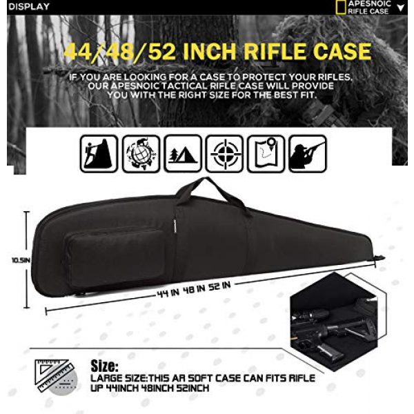 APESNOIC Rifle Case 3 APESNOIC 44/48/52 Inch Rifle Case Extreme Shotgun Case for Scoped Rifles,Waterproof Rifle Bag with Zipper Pocket