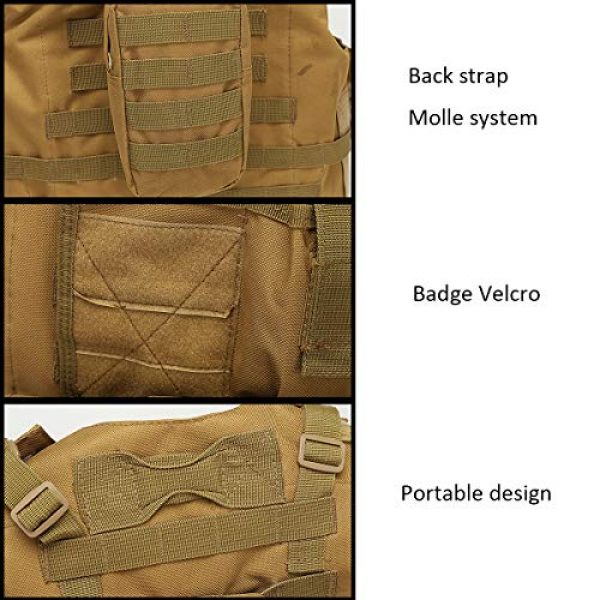 JFFLYIT Airsoft Tactical Vest 6 JFFLYIT Outdoor Sports Tactical Vest Wear Resistant Durable Combat Training Vest Breathable Adjustable CS Vest with Bag Khaki
