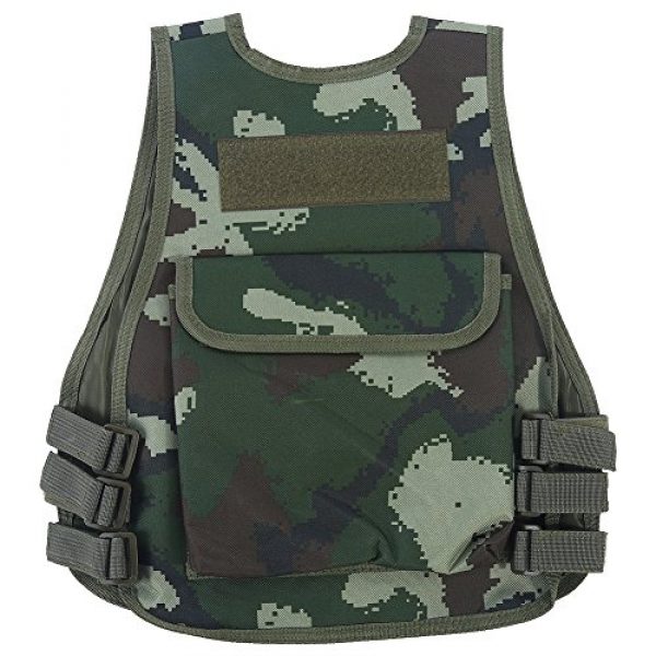 Fishlor Airsoft Tactical Vest 2 Fishlor Adjustable Camouflage Vest, Children Camouflage V-Neckline Vest with Multi Pocket for Outdoor Hunting Game(Jungle Camouflage L)