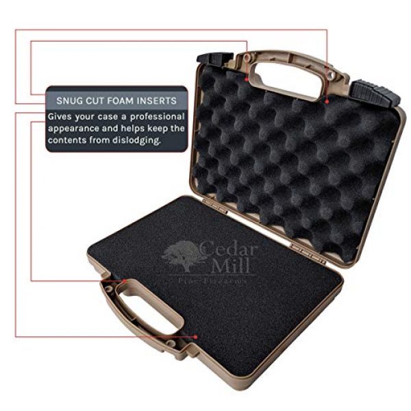 Cedar Mill Fine Firearms Pistol Case 5 Cedar Mill Fine Firearms -Worlds Smallest Micro Pistol Cleaning Kit for Handguns | Free Super-X Tool Bundle with Hard Gun Case Pistol Case (Desert TAN) |TSA Approved with Pick and Pluck Foam (2 items)