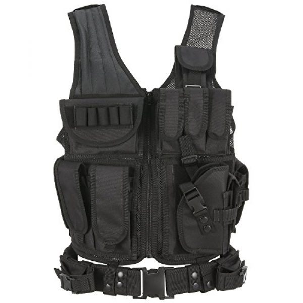 Idea- Airsoft Tactical Vest 1 Tactical Military SWAT - Adjustable Adult SWAT for Airsoft Paintball Combat Army Shooting Hunting Outdoor Molle Police Vest With Pistol Holster