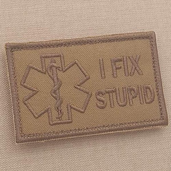 LEGEEON Airsoft Morale Patch 1 LEGEEON Tan EMS I Fix Stupid 2x3.25 Coyote Medic Paramedic Morale Tactical Military Hook-and-Loop Patch