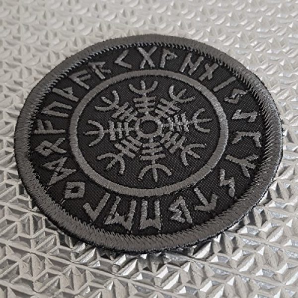 LEGEEON Airsoft Morale Patch 2 LEGEEON Subdued Blackout Aegishjalmur Helm of Awe Viking Norse Runic Heathen Morale Tactical Sew Iron on Patch