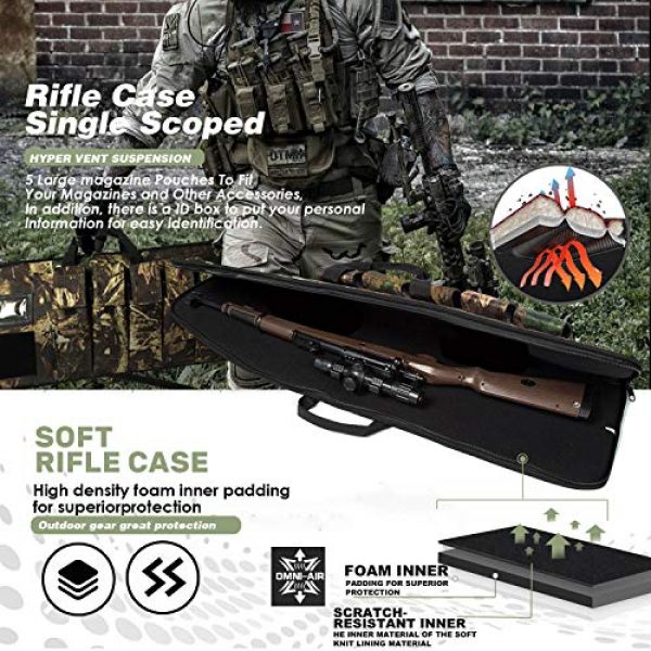MERALIAN Rifle Case 4 MERALIAN 38/42 Inch Rifle Case Single Scoped Soft Rifle Case,Long Gun Case Bag with Multiple Magazine Holder Pouch,Lockable Zippers and Adjustable Sling.