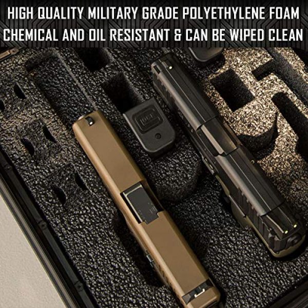 MY CASE BUILDER Pistol Case 5 Pistol & Magazine Storage Foam Insert for Pelican P-1500 Case -2 Piece Set Pre-Cut Military Grade Polyethylene Foam Base Insert and Lid Liner (Case Not Included)