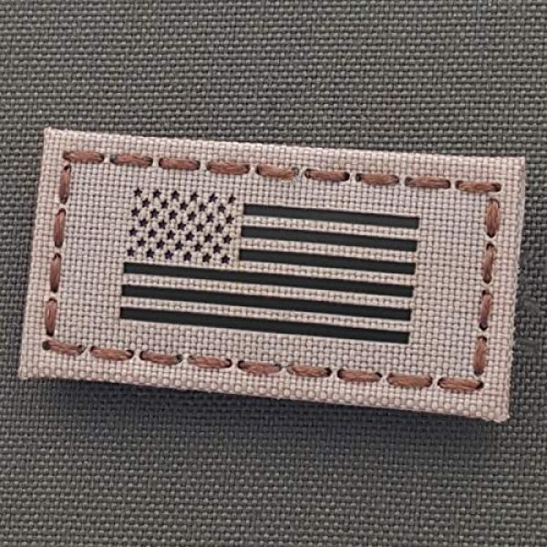 Tactical Freaky Airsoft Morale Patch 1 IR Mini 1x2 USA Flag Tan Desert Sand 50-Stars Infrared Tactical Morale Hook&Loop Patch