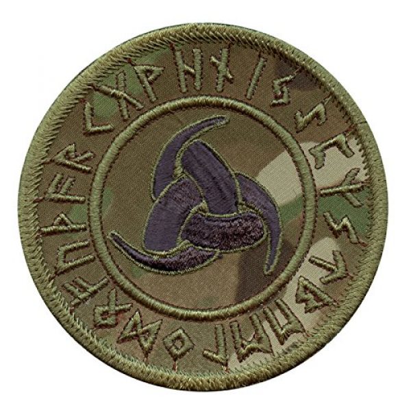 LEGEEON Airsoft Morale Patch 1 LEGEEON Multicam Triple Odin Horns Triskelion Viking Norse Runic Heathen Morale Tactical Sew Iron on Patch