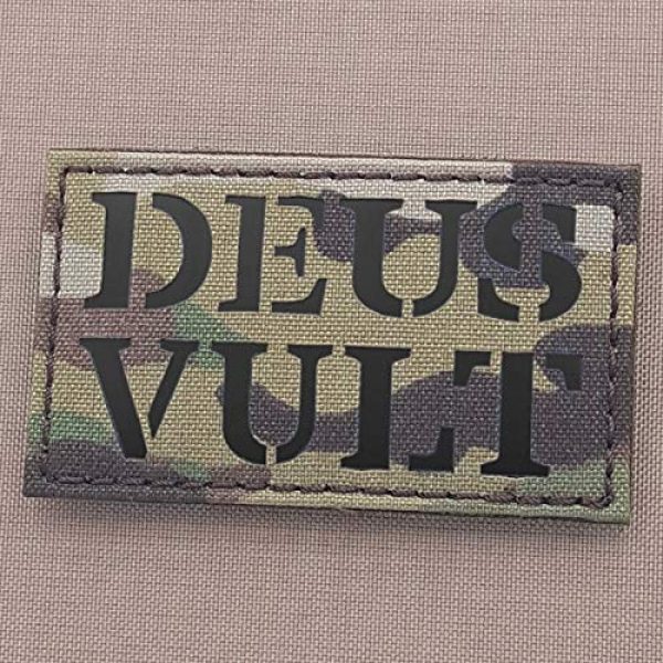 Tactical Freaky Airsoft Morale Patch 1 IR Multicam Deus Vult God Wills It OCP 2x3.5 Templar Crusader Nazarene Morale Tactical Fastener Patch