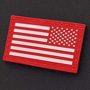 Tactical Freaky Airsoft Morale Patch 1 Hi Vis Reflective USA America Reversed Flag 2x3.5 SAR Search and Rescue Tactical Fastener Patch