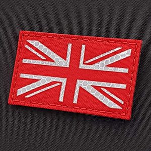 Tactical Freaky Airsoft Morale Patch 1 Hi Viz UK Union Jack Flag Solas Honeycomb Reflective SAR High Visibility Search Rescue 3.5x2 Tactical Touch Fastener Patch