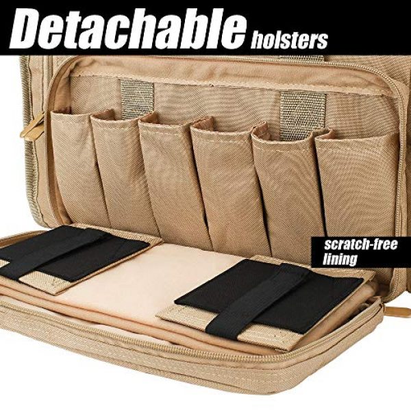 SoarOwl Pistol Case 2 SoarOwl Tactical Gun Range Bag Shooting Duffle Bags for Handguns Pistols with Lockable Zipper and Heavy Duty Antiskid Feet (Tan)