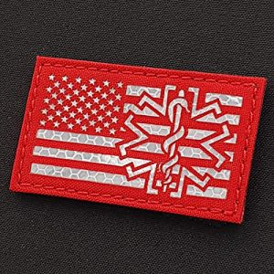 Tactical Freaky Airsoft Morale Patch 1 Tactical Freaky Hi Viz Reflective USA Flag EMS Medic Star of Life USAR Search and Rescue Medical Paramedic Touch Fastener Patch