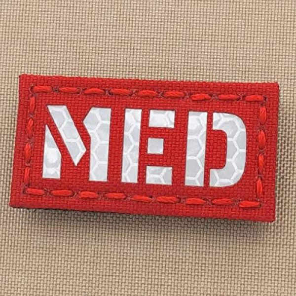Tactical Freaky Airsoft Morale Patch 1 Mini 1x2 Solas Reflective Hi Viz MED IFAK Medical EMS Honeycomb Tactical Morale Fastener Patch