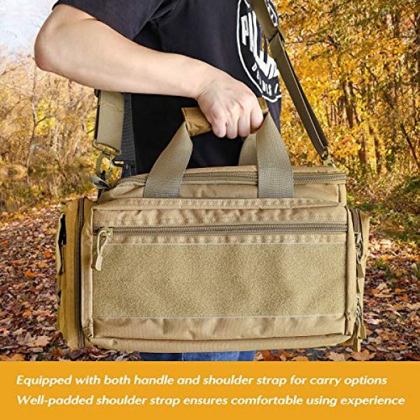 ProCase Pistol Case 7 ProCase Tactical Gun Range Bag Pistol Shooting Duffle Bag, Deluxe Padded Shooting Range Bag Large Handguns Magazine Ammo Gear Accessories Pouch for Hunting Shooting Range Sport -Khaki