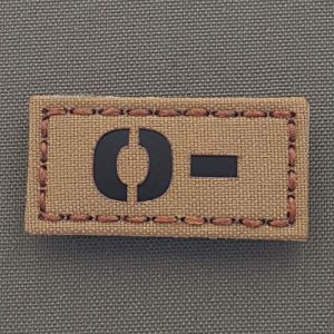 Tactical Freaky Airsoft Morale Patch 1 IR Tan ONEG O- Blood Type 1x2 Coyote First Aid Kit IFAK Tactical Morale Touch Fastener Patch