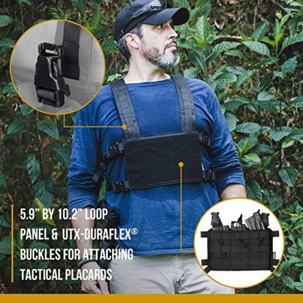 OneTigris Airsoft Tactical Vest 5 OneTigris Chest Rig Panel & Triple Mag Pouch with Tool Pouch (Black)