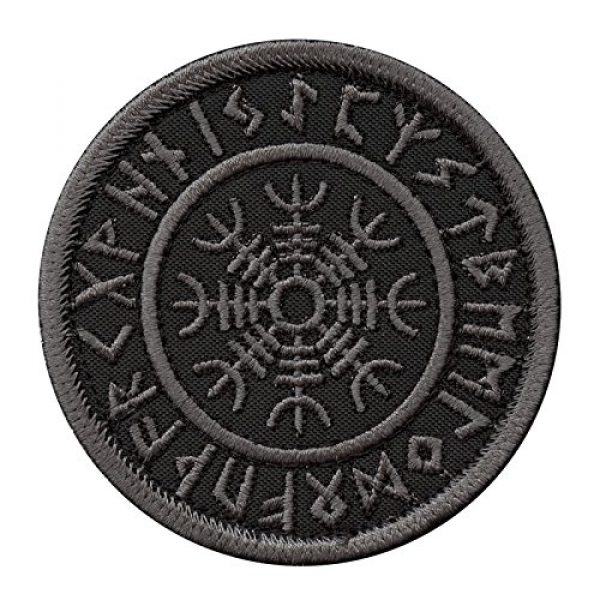 LEGEEON Airsoft Morale Patch 1 LEGEEON Subdued Blackout Aegishjalmur Helm of Awe Viking Norse Runic Heathen Morale Tactical Sew Iron on Patch