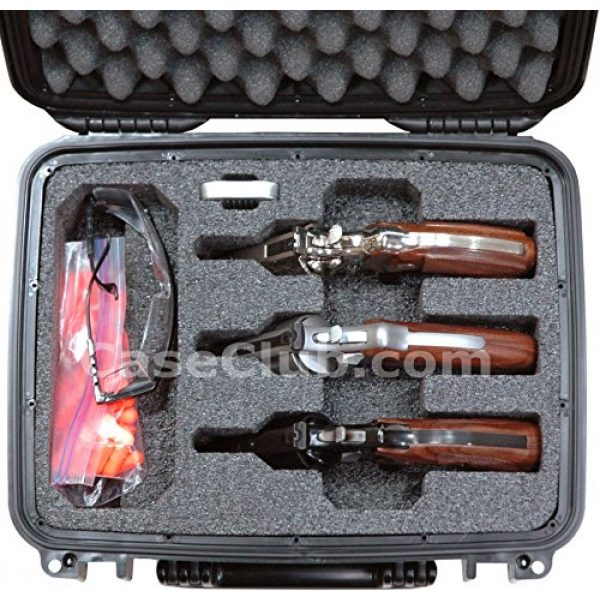 Case Club Pistol Case 6 Case Club Waterproof 3 Revolver/Semi-Auto Pre-Cut Case with Silica Gel to Help Prevent Gun Rust