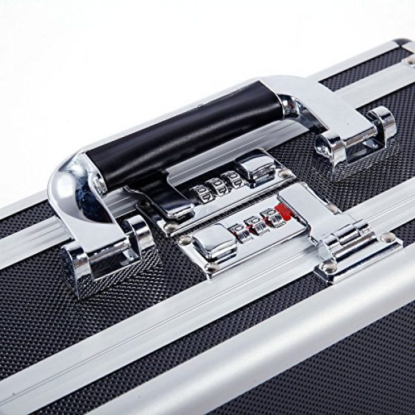 SSLine Pistol Case 7 SSLine Portable Aluminum Hard Pistol Case Locking Handgun Security Box with 2 Separate Compartments Safe Lock Storage Gun Case with Thick Foam Padded - 11.81" L x 9.05" W x 5.91" H