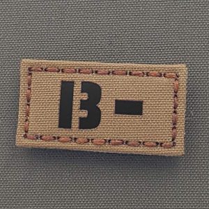 Tactical Freaky Airsoft Morale Patch 1 IR Coyote BNEG B- Blood Type 1x2 Tan First Aid Kit IFAK OCP Tactical Morale Hook-and-Loop Patch