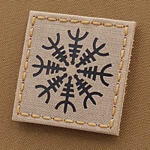 Tactical Freaky Airsoft Morale Patch 1 IR Desert Sand Aegishjalmur Helm of Awe Viking Norse Tan Arid 2x2 IFF Tactical Morale Fastener Patch