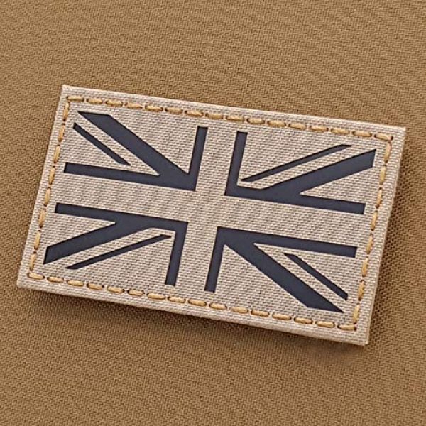 Tactical Freaky Airsoft Morale Patch 1 IR UK Union Jack Flag 2x3.5 Desert Sand Tan Infrared IFF Tactical Morale Touch Fastener Patch